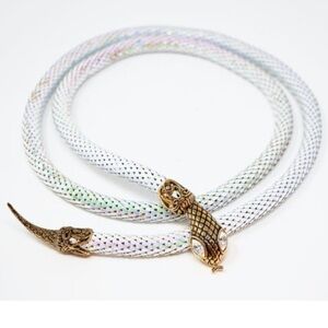 Vintage 1980’S DL AULD Designer Iridescent Mesh Snake Gold Necklace/Belt 38”